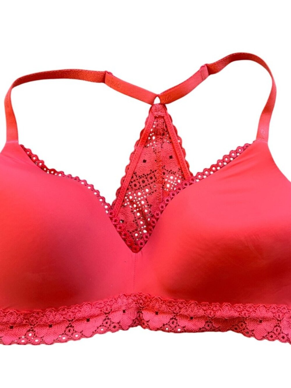 AERIE orange racer back wireless t shirt bra 34D